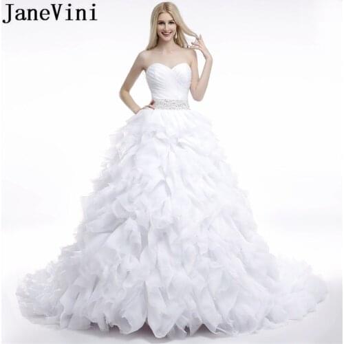 JaneVini Romantic Sweetheart 2019 Mermaid Summer Beach Dress Wedding Tulle Beading A Line White Bridal Dresses Vestaglia Sposa