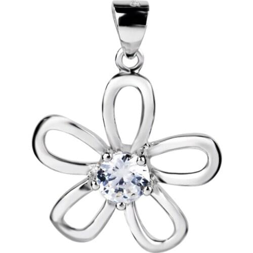 925 Sterling Silver Lovely Sweet Beauty Crystal Hollow Flower Necklaces Pendants , Jewelry Gift For Women GND0230