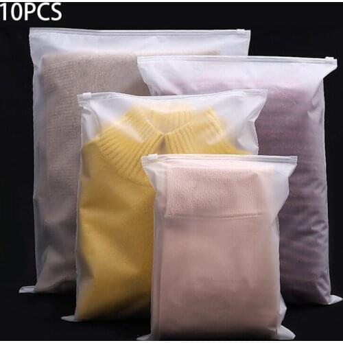 10pcs Frosted Storage Bag Clear Package Travel Storage Bag Waterproof Zipper Self Seal Matte Portable Household Products