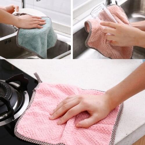 5PCS Super Absorbent Clean Cloth Cleaning Wiping Rag Dish Towel Home Kitchen Towel Sink Wipe Coral Fleece Cleaning Towels U3