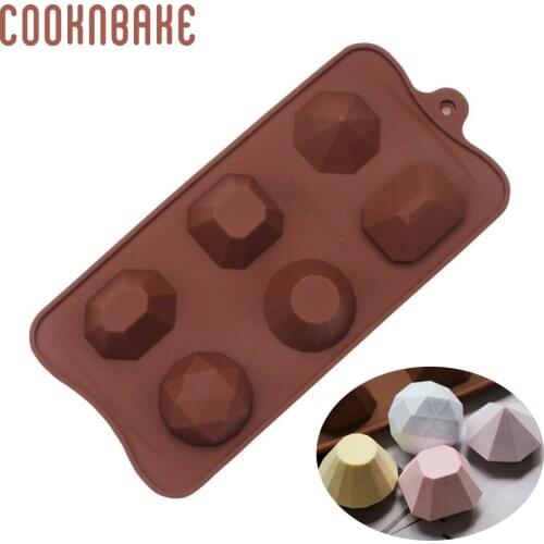 COOKNBAKE Diamond Silicone Mold for Chocolate 6 hole candy gummy Ice Cube tray soap resin Fondant Mould diy Cake Decorating