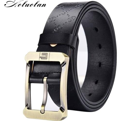 Aoluolan Brand Belt Genuine Leather Designer Luxury High Quality pin Buckle Mens Belts For Luxury Jeans Cow Strap