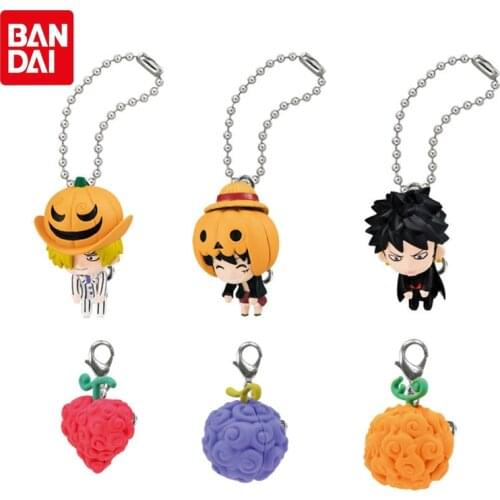 Bandai Genuine ONE PIECE Halloween Series Keychain Pendant Gashapon Luffy Law Zoro Sanji Devil Fruit Action Figure Model Toys