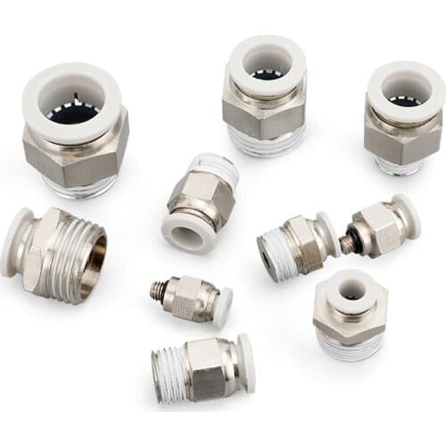White 1/8" 1/4" 3/8" 1/2" BSPT Male x 4/6/8/10/12/14/16mm OD Tube Air Pneumatic Push In Connector Quick Release Fitting Homebrew