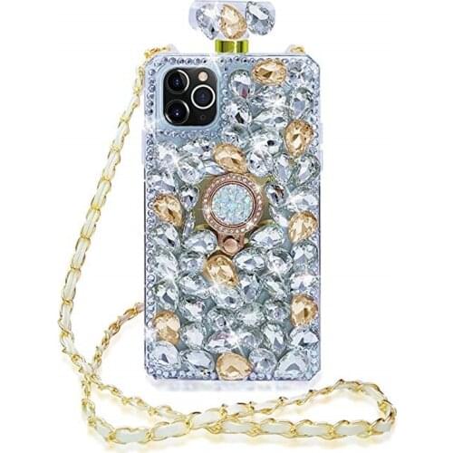 Ring Grip Full Diamond Perfume Bottle Case For Iphone 11 Pro XS Max XR X 8 7 6 Plus Samsung Note 10 9 8 S20 Ultra S10E S9/8 Plus