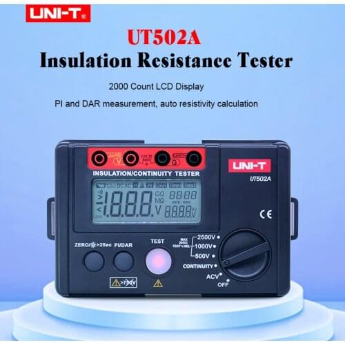 UNI-T UT502A 2500V Digital Insulation Resistance Meter Tester Megohmmeter Highly Voltmeter Continuity Tester w/LCD Backlight