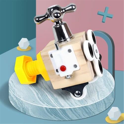 Montessori Wooden Busy Block Six In One Interactive Building Board Preschool Fun Early Childhood Educational Sensory Board