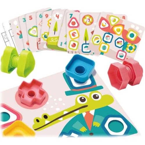 Baby Screw Building Blocks Toys Screw Nut Set With Card Color Shape Match Game Children Early Education Montessori Sensory Toys