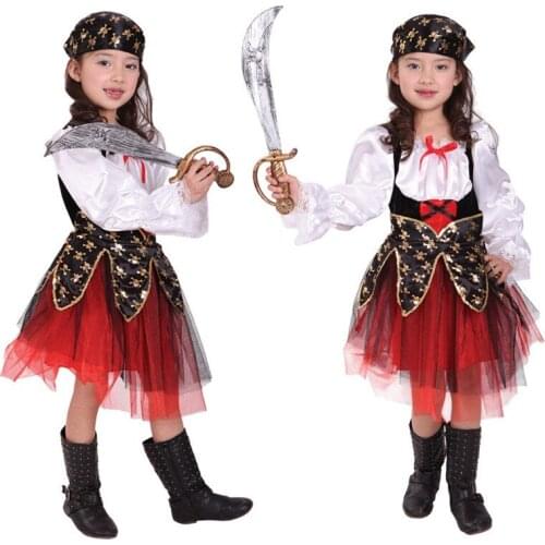 Children Girls Princess Caribbean Pirate Costume Carnival Halloween Masquerade Party Kids Fancy Dress Costume Cosplay Clothes