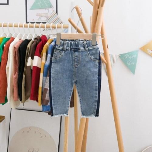 Boys and Girls Denim Pants Childrens Patchwork Jeans Brand New Toddler Casual Jeans Cowboy Pants for Girls Kids Trousers 1-7Y
