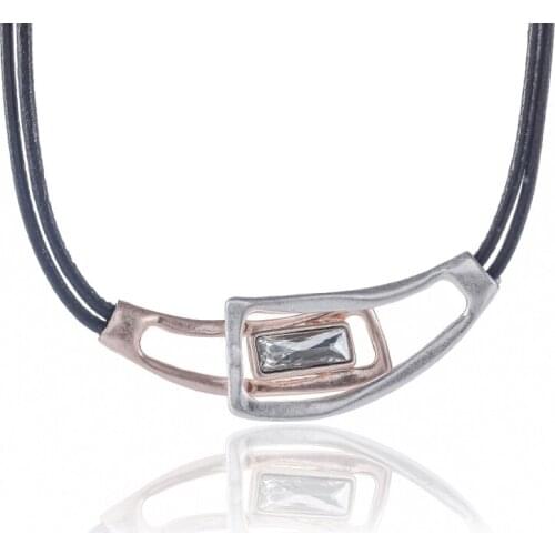 ELOYHI Women Necklace Geometric Top Quality Double Collar Leather Choker For Lady Punk Trendy Neckalce&Pendants Gift