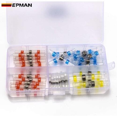 EPMAN 50Pcs Solder Seal Sleeve Heat Shrink Butt Waterproof 26-10 AWG Wire Splice Connector EPH301GP50