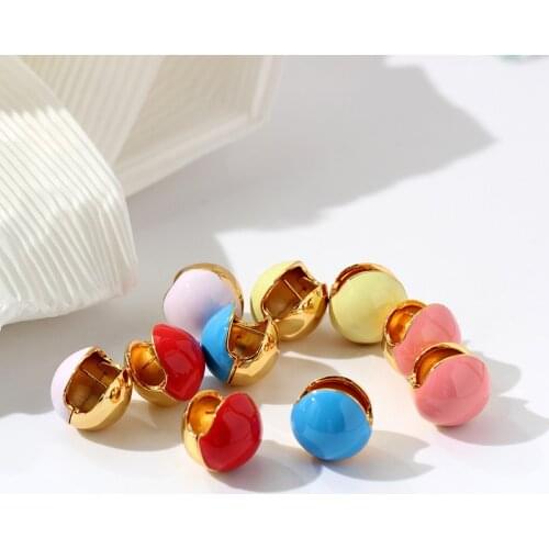 European and American Jewelry French ins minority enamel color Earrings female ball bell Earrings net red simple Earrings