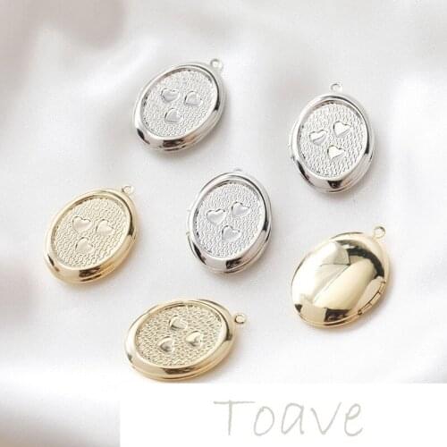 14K Gold Oval Peach Heart Love Frame Pendant diy Necklace Handmade Material Accessories