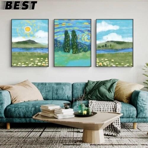 Famous Van Gogh Oil Painting Posters and Prints Wall Decor Abstract Landscape Canvas Painting Wall Art Picture for Living Room