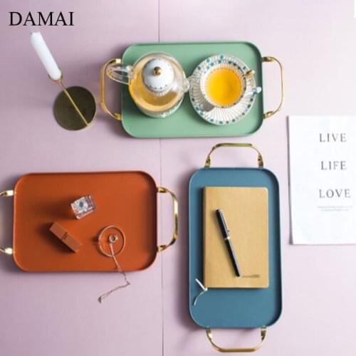 Solid Color metal Trays Decorative Storage Tray Skin Care Product Cosmetic Jewelry Display Plates Dressing Table organizer Plate