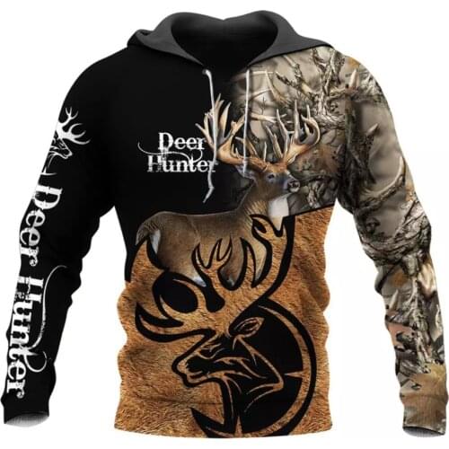 Hunting deer 3D Printed Mens Hoodies Harajuku Streetwear Autumn Hooded Sweatshirt Unisex Casual Jacket Tracksuits TD55446699