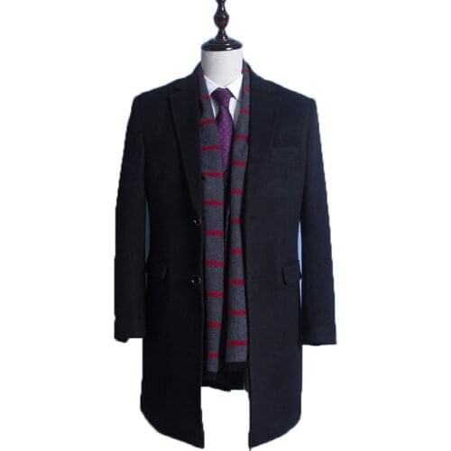 Size Plus 6XL Mens Wool Coat Men Brand-Clothing Mens Coat Medium Long Mens Winter Jacket Men Overcoat Black Mens Coat WUJ1184