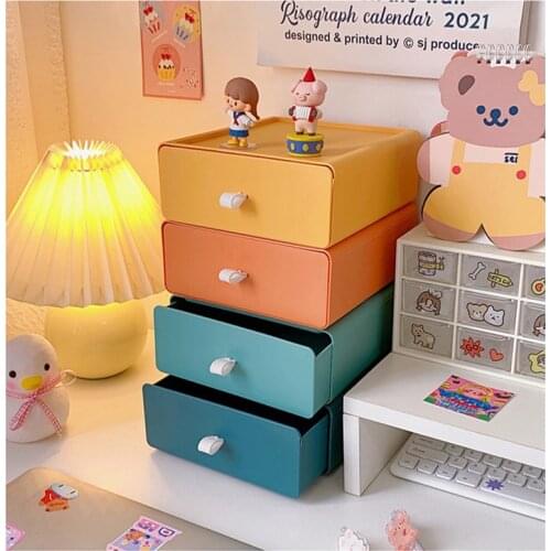 Desktop Storage Drawer Dust-proof Plastic Cosmetics Organizer Large Capacity Stationery Container For Office Home Storage Box