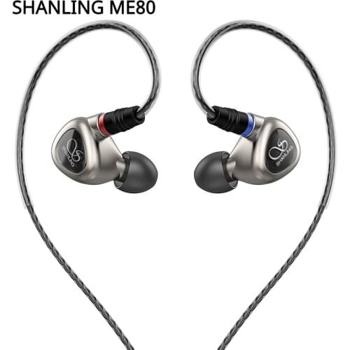 SHANLING ME80 In-Ear Earphone Hi-Res Dual Dynamic Driver Earbuds with 24-Core OFC MMCX Detachable Cable Aluminnium Alloy Shell