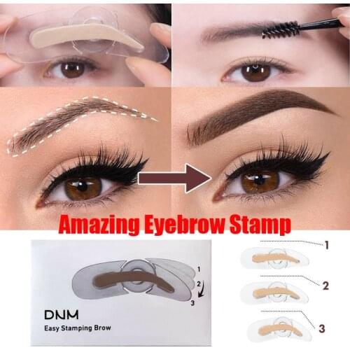 NEW 3 Shapes Adjustable Eyebrow Stamp Soft Sponge Eyebrow Template Stamp Stencils Natural Lazy Quick Eye Brow Makeup Seal