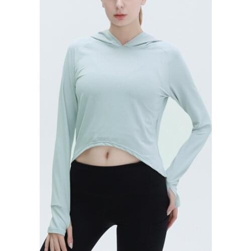 Yoga Clothes Women Training Clothes Breathable Quick-Drying Sportswear Hooded Top Yoga Fitness Clothes Sexy Yoga Shirts Autumn