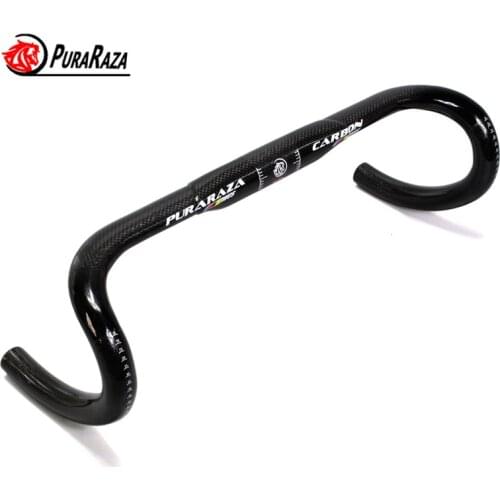 PURARAZA Bike Carbon Handlebar Road Bike Handlebars Cycling Handle bar 3K Gloss Carbon Bar Bike Accessories 31.8*440/420/400MM