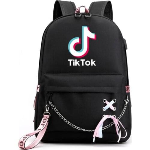 Boys Girls TIK TOK Backpack School Bags Mochila Travel Bags Laptop Chain Backpack Headphone USB Port