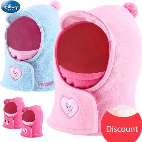 Disney Hat Winter Childrens Hat Scarf Integrated Scarf Warm Cotton Knitted Scarf Baby Girl Hat Kids Winter Accessories