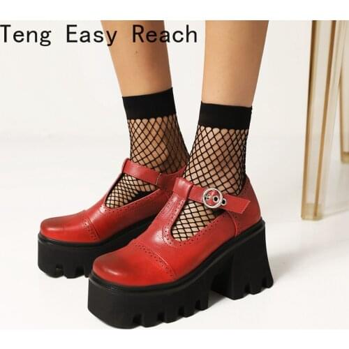 2021Womens Platform shoes Fashion Square head Women Platform High Heels Pumps Newest Spring Working Shoes Woman black red brown