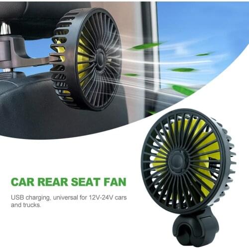 12V24V Aromatherapy Car Back Seat Fan Mini USB Foldable Silent 3Speed Adjustable Summer Single Head Portable Fan Car Accessories