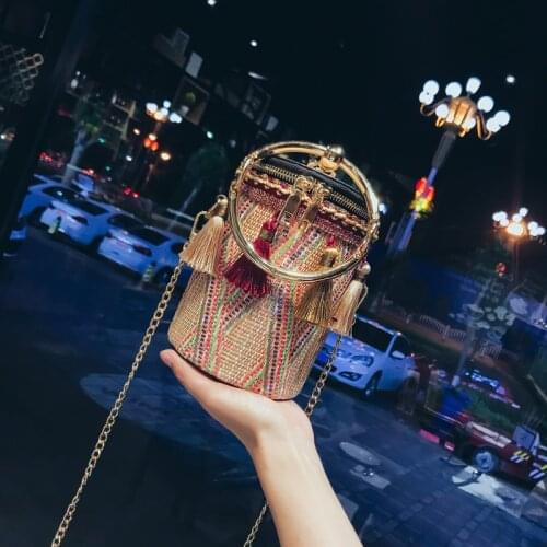 Womens Bags Shoulder Beige Mini Beach Bucket Braided Straw Summer Vintage Large Handbags Crossbody Bags Shopper Bag New 2021