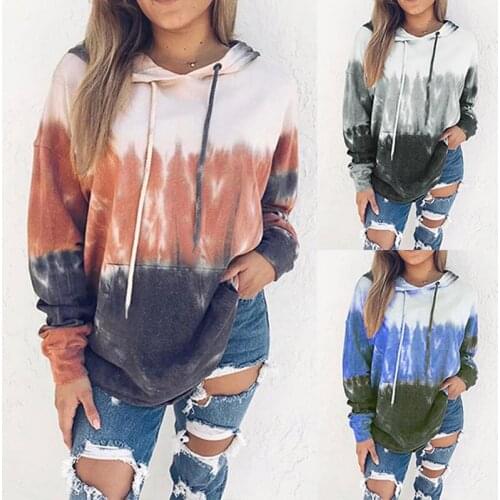 Women sweatshirt long-sleeve hoodie plush velvet pastel female clothes Gradient print O-Neck Casual Hoodies vintage sweatshirt