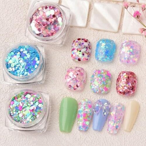 1 Box Nail Art Glitter Big Sequin Candy Color Laser Round Mixed Phantom Color Ultra-Thin Manicure Accessories