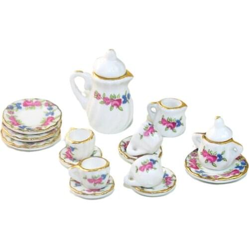 DOLLHOUSE 1Set 1:12 Miniature Food Play Scene Model Doll House Accessories Mini Ceramic Tea Set Tea Cup SC