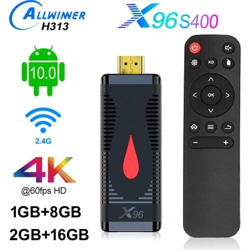 Android 10.0 TV Stick Dongle 2GB 16GB X96 S400 TV Box Allwinner H313 Quad Core Mini PC 4K Media Player 2.4G Wifi 1G 8G Android10