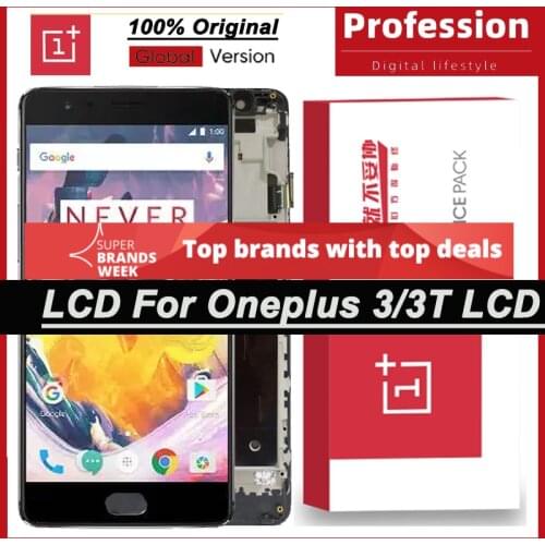 100% Original 5.5'' AMOLED Display for OnePlus 3 3T A3000 Full LCD Touch Screen Digitizer Repair Parts with Service Pack