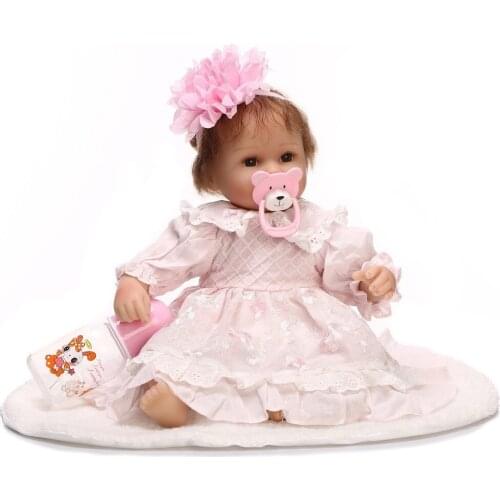 18" Silicone Reborn handmade Dolls DOLLMAI lifelike simulation rooted hair playmate Kids birthday gift Xmas presents for sale