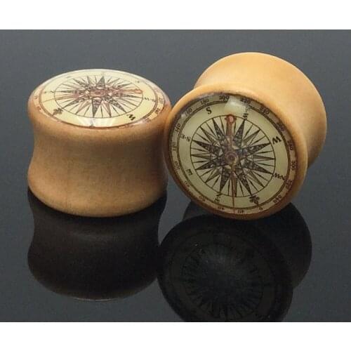 2pieces Fashion Flesh Tunnels Ear Plugs Gauge Kits 8mm-16mm Wooden Ear Expanders Oil Drip Body Piercing Jewelry for Men Women