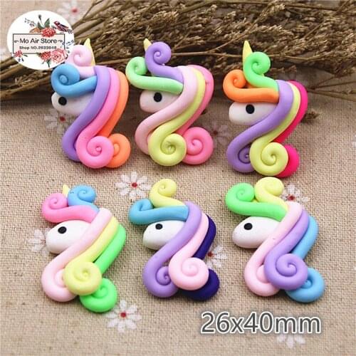 5PCS polymer clay rainbow hand made unicorn Flatback Cabochon Miniature Food Art Supply Decoden Charm DIY Craft