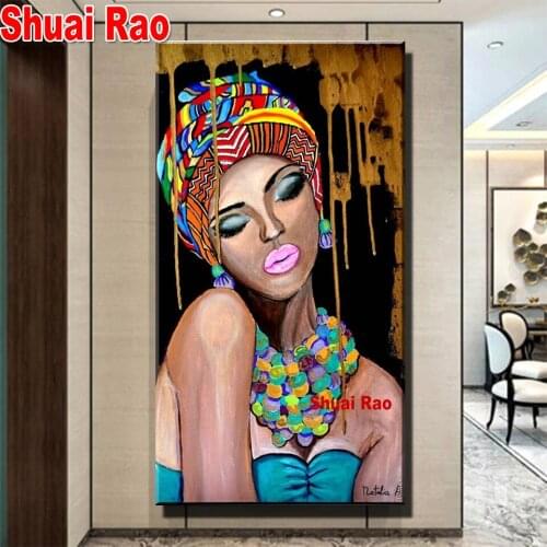 Full Drill Square Diamond Painting 5d Picture Art Fantasy"African Beauty"Cross Stitch Kit Diamond Embroidery Round Rhinestones