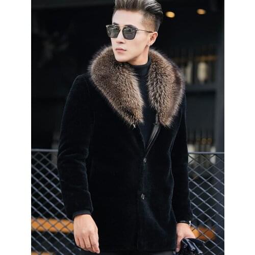 Black faux mink fur leather jacket mens warm fur leather coat men loose jackets winter autumn thicken jaqueta de couro