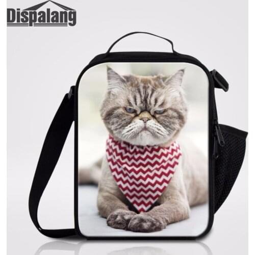 Dispalang Funny Cat Animal Print Thermal Lancheira Lunch Bag Cooler Children Food Bag Ladies Lunchbox Insulated Lunch Containers