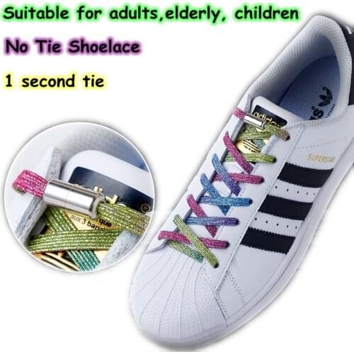New Elastic Locking Shoelaces Flats No Tie Shoelace Candy colors Sneakers Locking Shoe laces Kids Adult Women Men Shoes lace