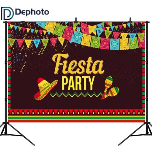 DePhoto Photography Backdrop Mexico Fiesta Carnival Party Celebration Mexican Background Photobooth Photocall Custom Printed