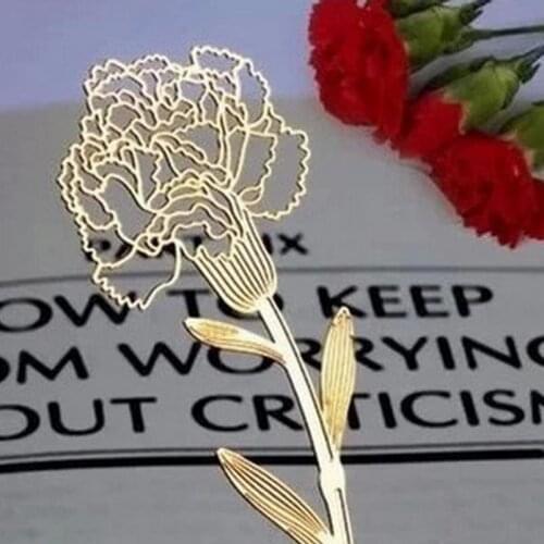 DHL Free Shipping 100 Pieces Metal Gold Carnations Bookmarks