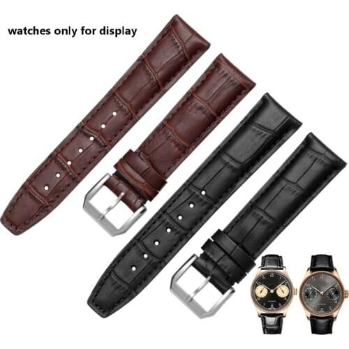 Quality genuine leather watchband 20mm 21mm 22mm black brown bracelet replacement leather strap fit IWC PORTUGIESER