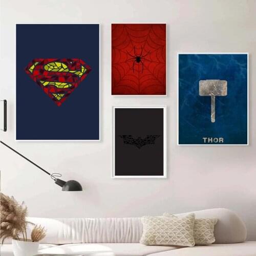 The Logo Canvas Paintings Marvel Superhero Posters and Minimalist Prints Wall Art Pictures for Living Kid Room Home Decoration