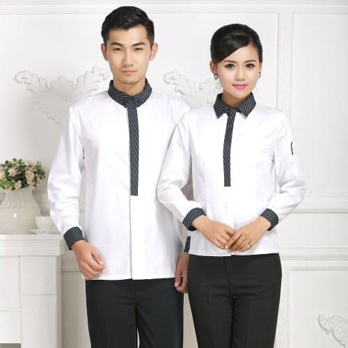 Hotel Overalls Waitress Long Sleeve Uniform Jacket Fast Food Shop Restaurant Cafe Catering Hot Pot Waiter Men Single Top H2367