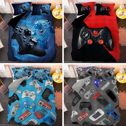 Hot Sell Teens Game Duvet Cover Set Boys Kids Cartoon Bedding 2/3Pcs Gamepad Quilt Cover Comforter Cover Youth Gamer Bedding Set